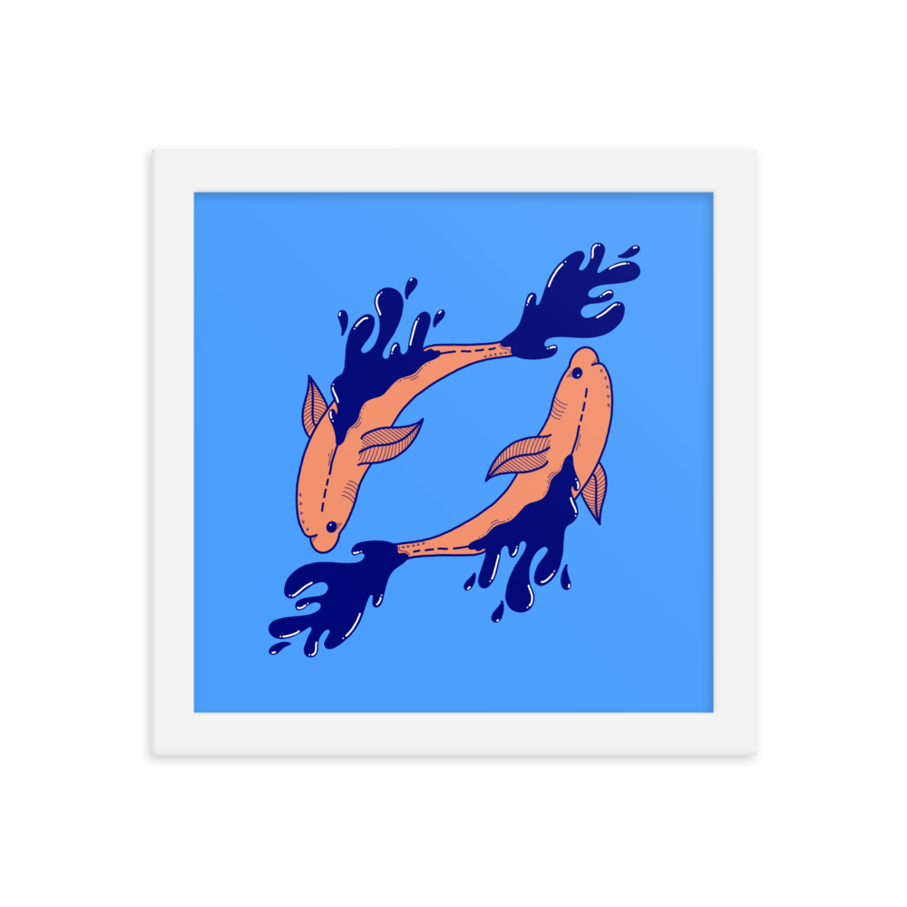 Pisces Zodiac Sign Framed Art Print, 10" x 10"