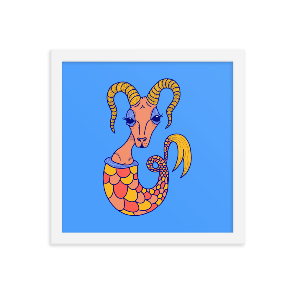 Capricorn Zodiac Sign Framed Poster, 12" x 12"