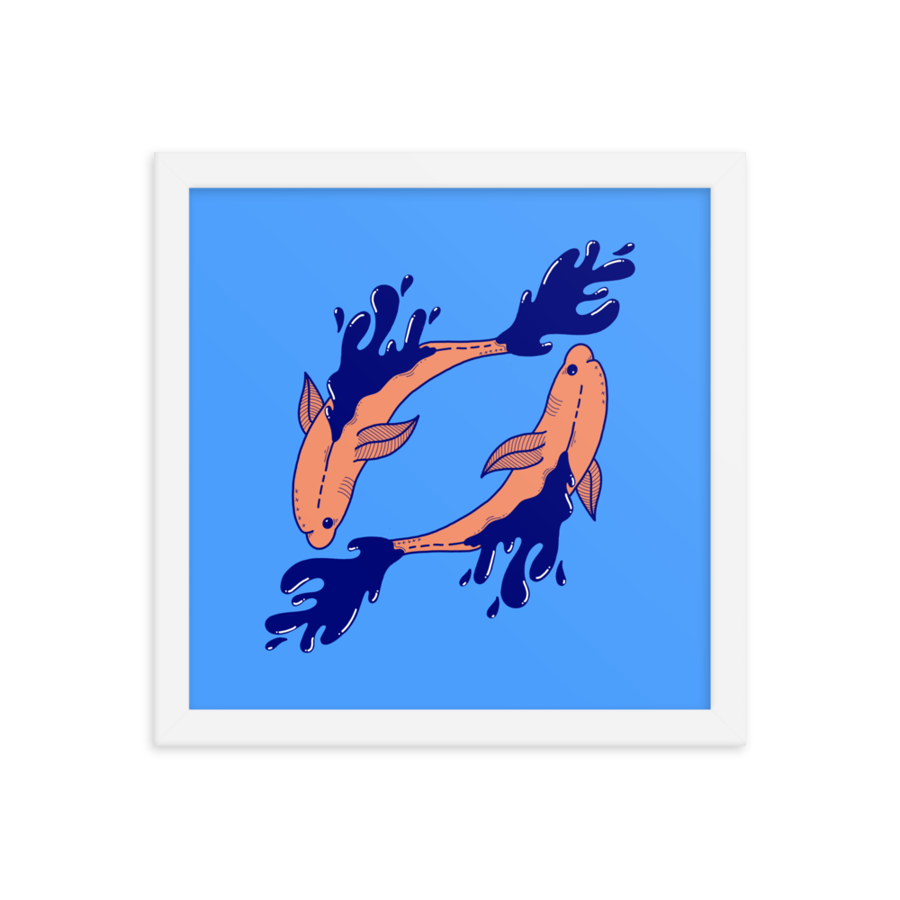Pisces Zodiac Sign Framed Art Print, 12" x 12"
