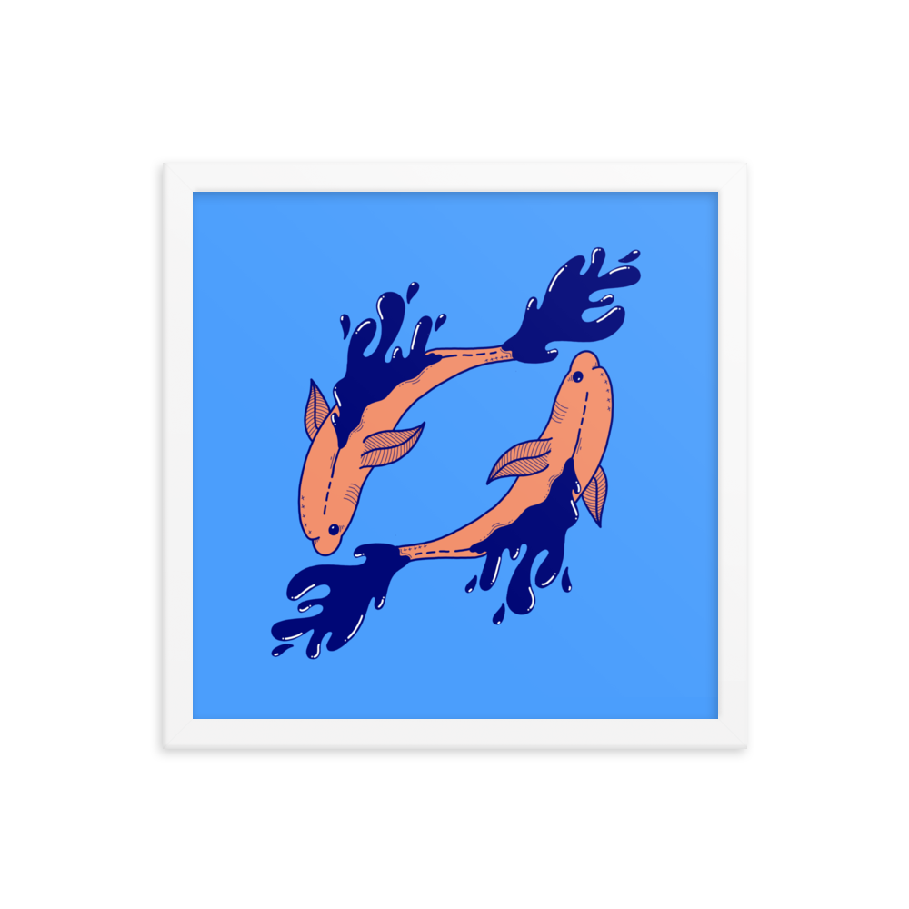 Pisces Zodiac Sign Framed Art Print, 14" x 14"