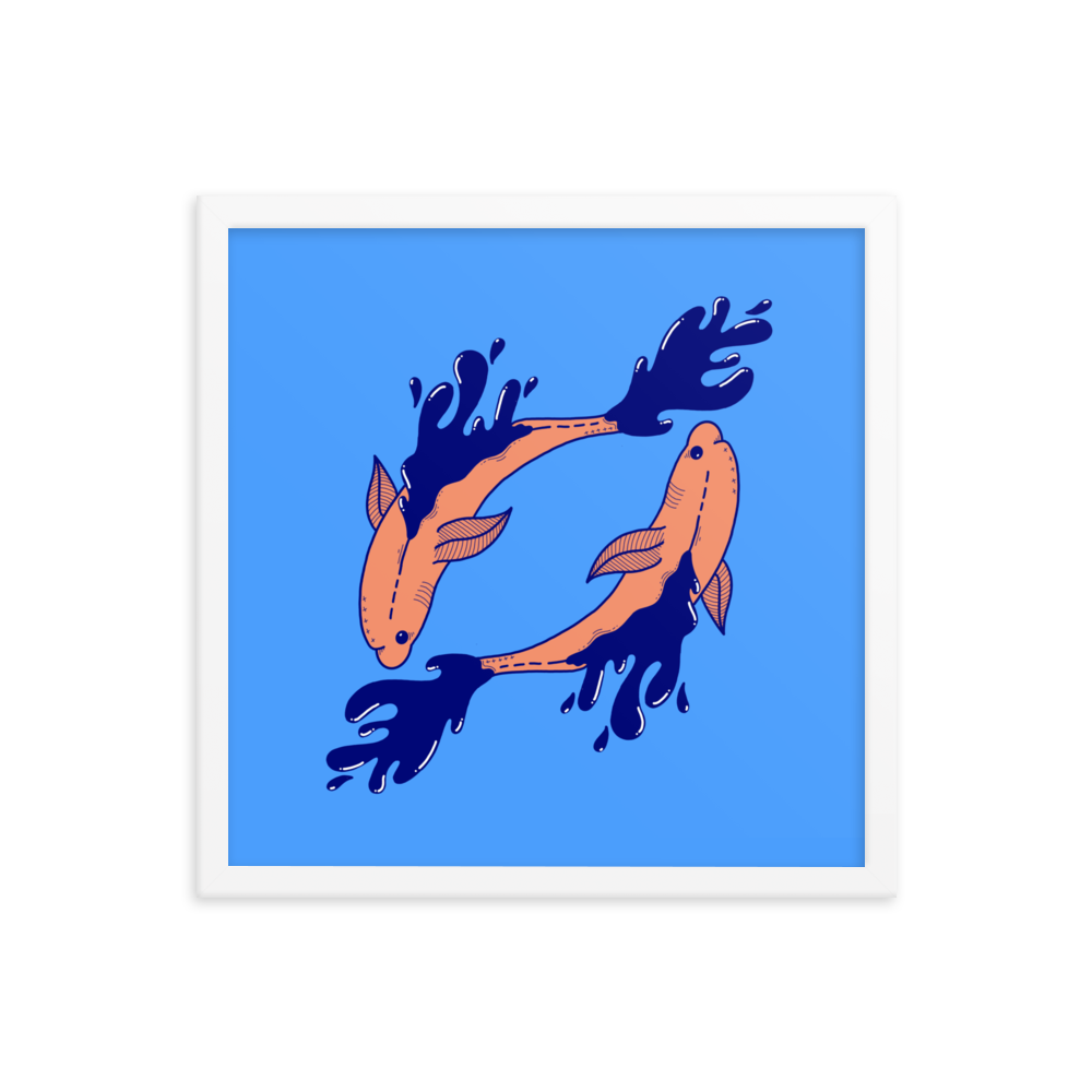Pisces Zodiac Sign Framed Art Print, 16" x 16"