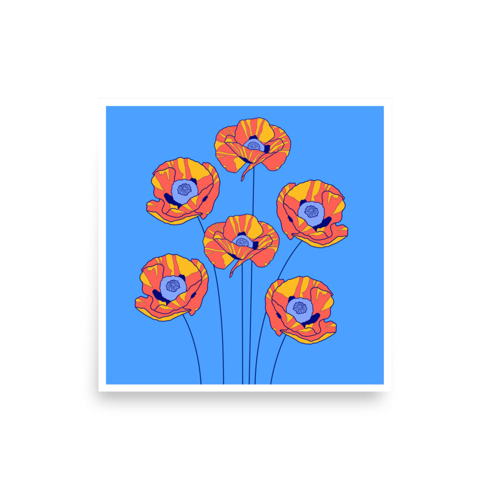 Bouquet of Poppies Art Print, 12" x 12"
