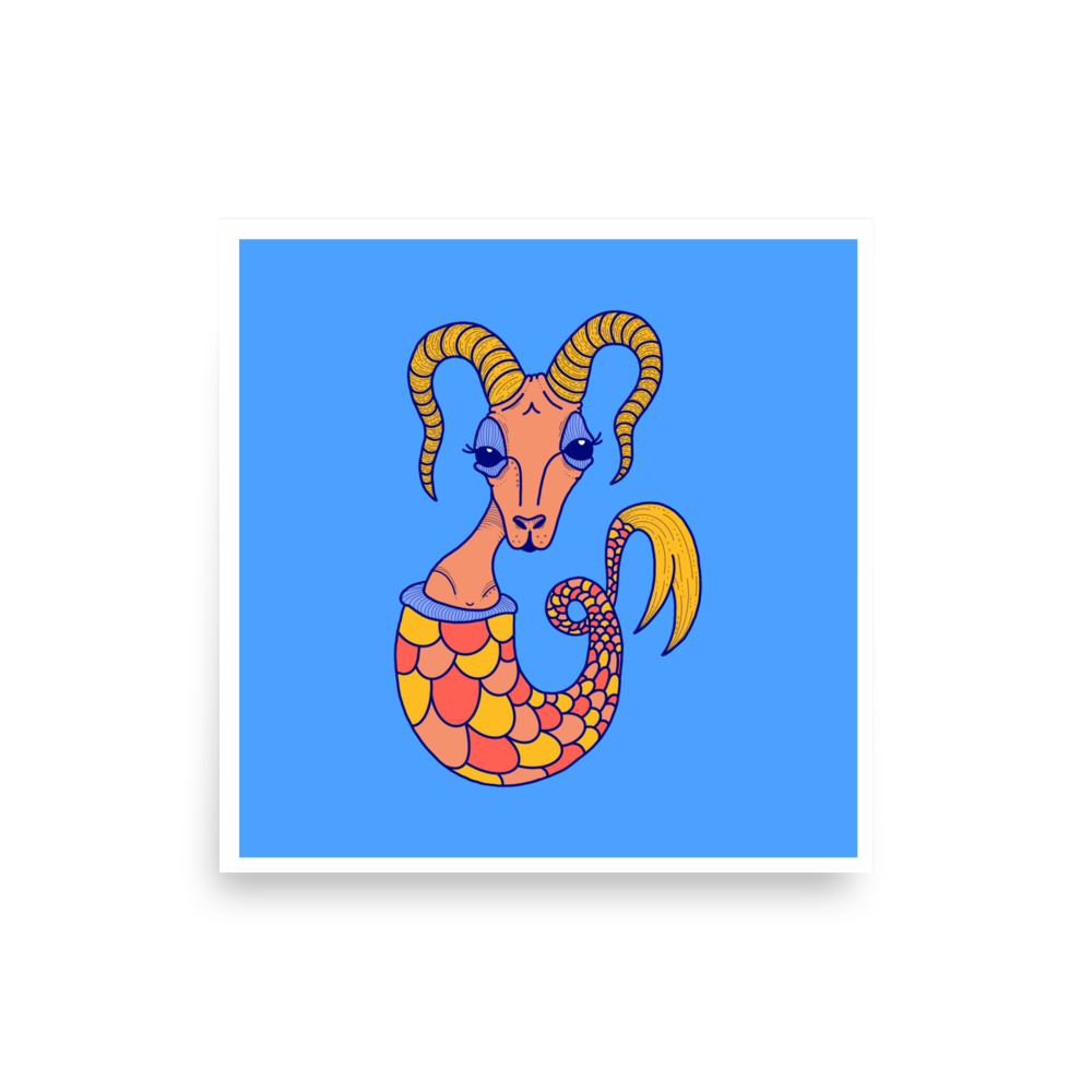 Capricorn Zodiac Sign Art Print, 12" x 12"