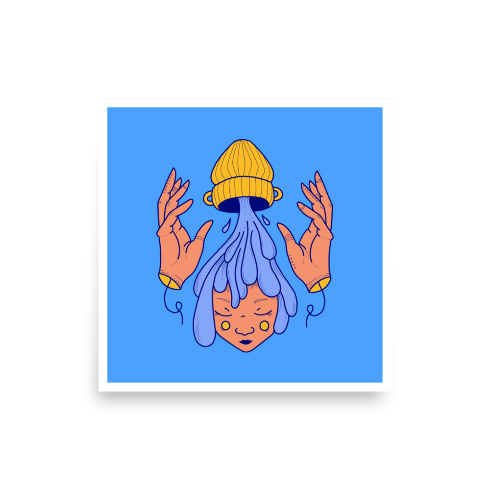 Aquarius Zodiac Sign Art Print, 14" x 14"