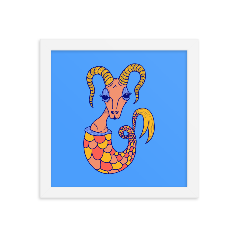 Capricorn Zodiac Sign Framed Poster, 10" x 10"