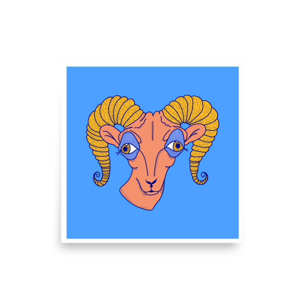 Aries Zodiac Sign Art Print, 10" x 10"