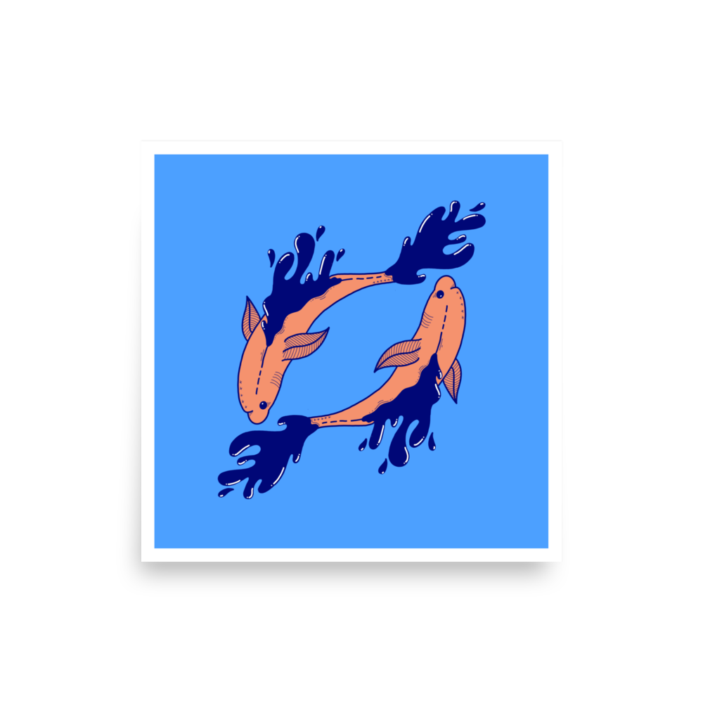 Pisces Zodiac Sign Art Print, 10" x 10"