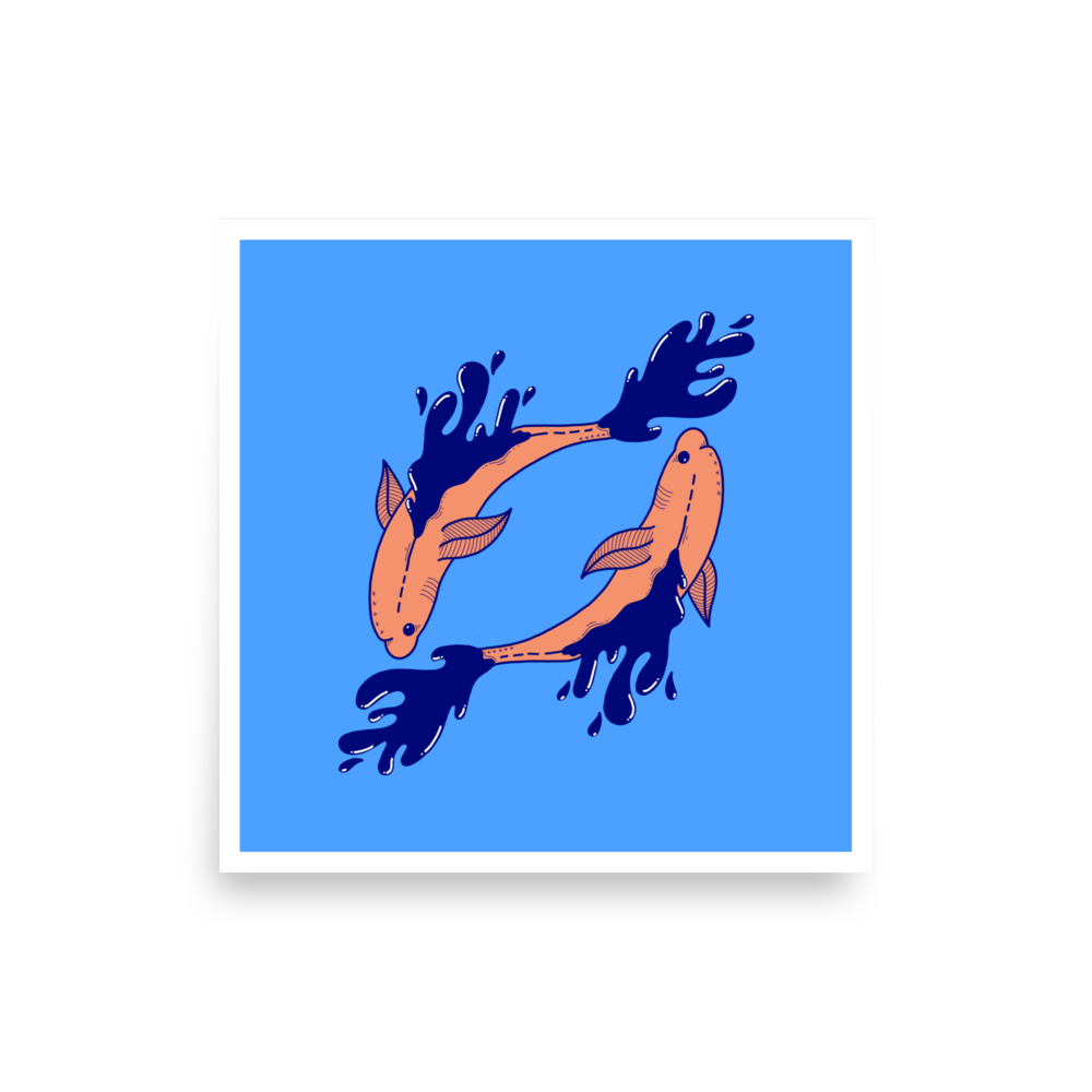 Pisces Zodiac Sign Art Print, 12" x 12"