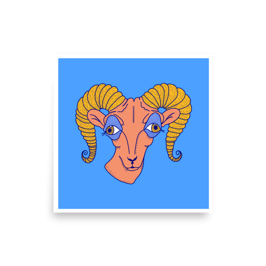 Aries Zodiac Sign Art Print, 14" x 14"