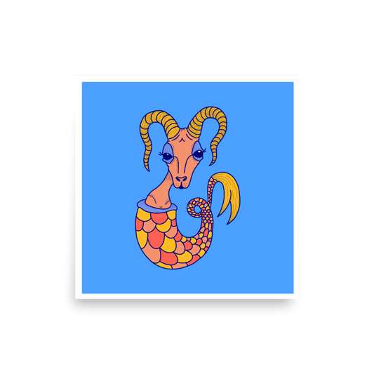 Capricorn Zodiac Sign Art Print, 14" x 14"