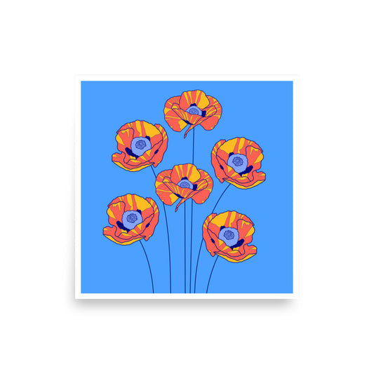 Bouquet of Poppies Art Print, 18" x 18"